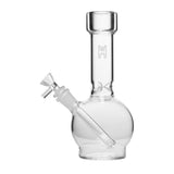 9 Ball Bong - Clear: A compact, transparent glass bong with a round base chamber, straight neck, built-in downstem, and slide bowl for smooth, portable use.