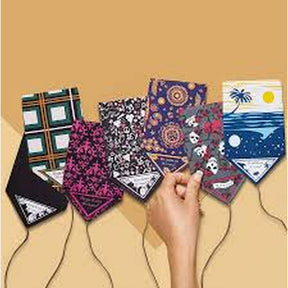 Hush Kush Perma-B Technology Carry Case - Assorted Designs - 12 Pack, shown with colorful bookmarks, highlighting its discreet, smellproof, and waterproof cannabis storage.