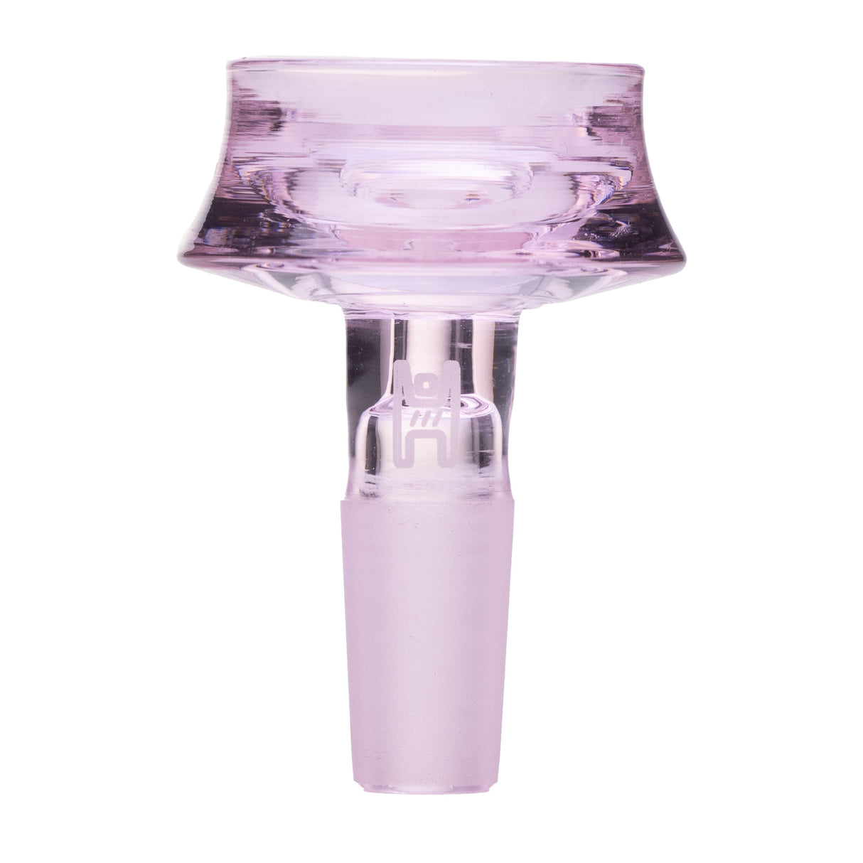Cauldron Flower Bowl - 10mm, a tinted-lavender glass piece with a wide, shallow bowl and tapered male joint, designed for durability and universal compatibility.