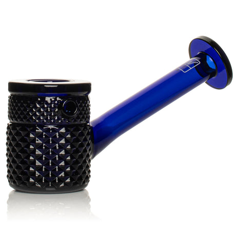Twenties Collection Hand Pipe in cobalt-blue glass, features a textured bowl and long mouthpiece, designed for stability and secure grip.