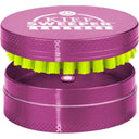 Compact Kief Sweeper Brush, a two-piece metal tool with bristles to clean herb grinders, ensuring efficient use and easy storage.