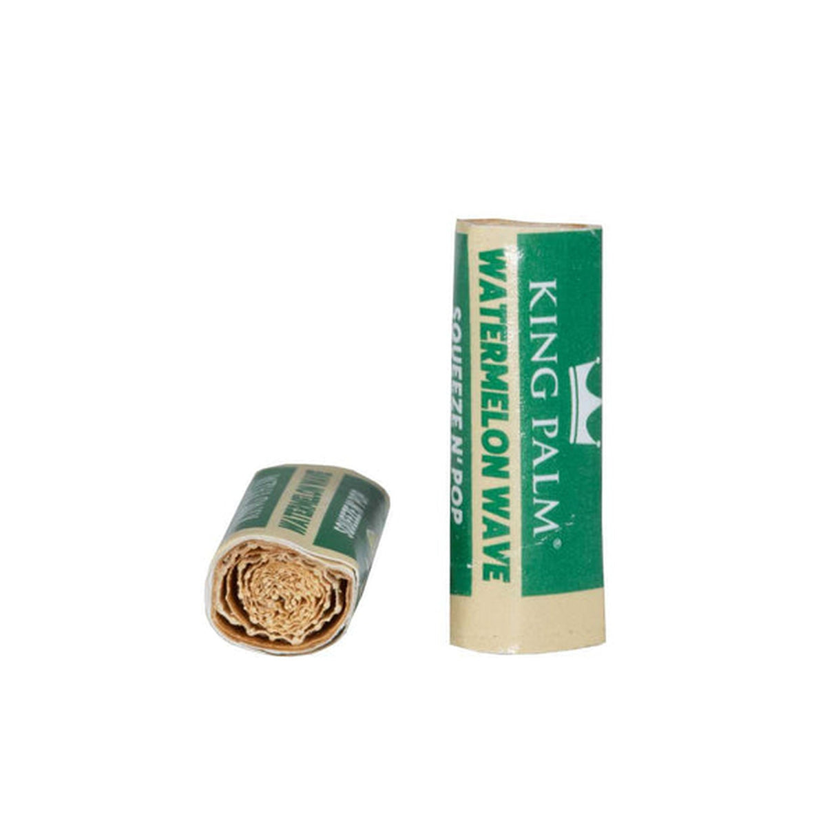 Flavoured Filter Tips Display Box, 2 pack (Carton of 50), featuring King Palm's Watermelon Wave flavor, with green and white label visible.