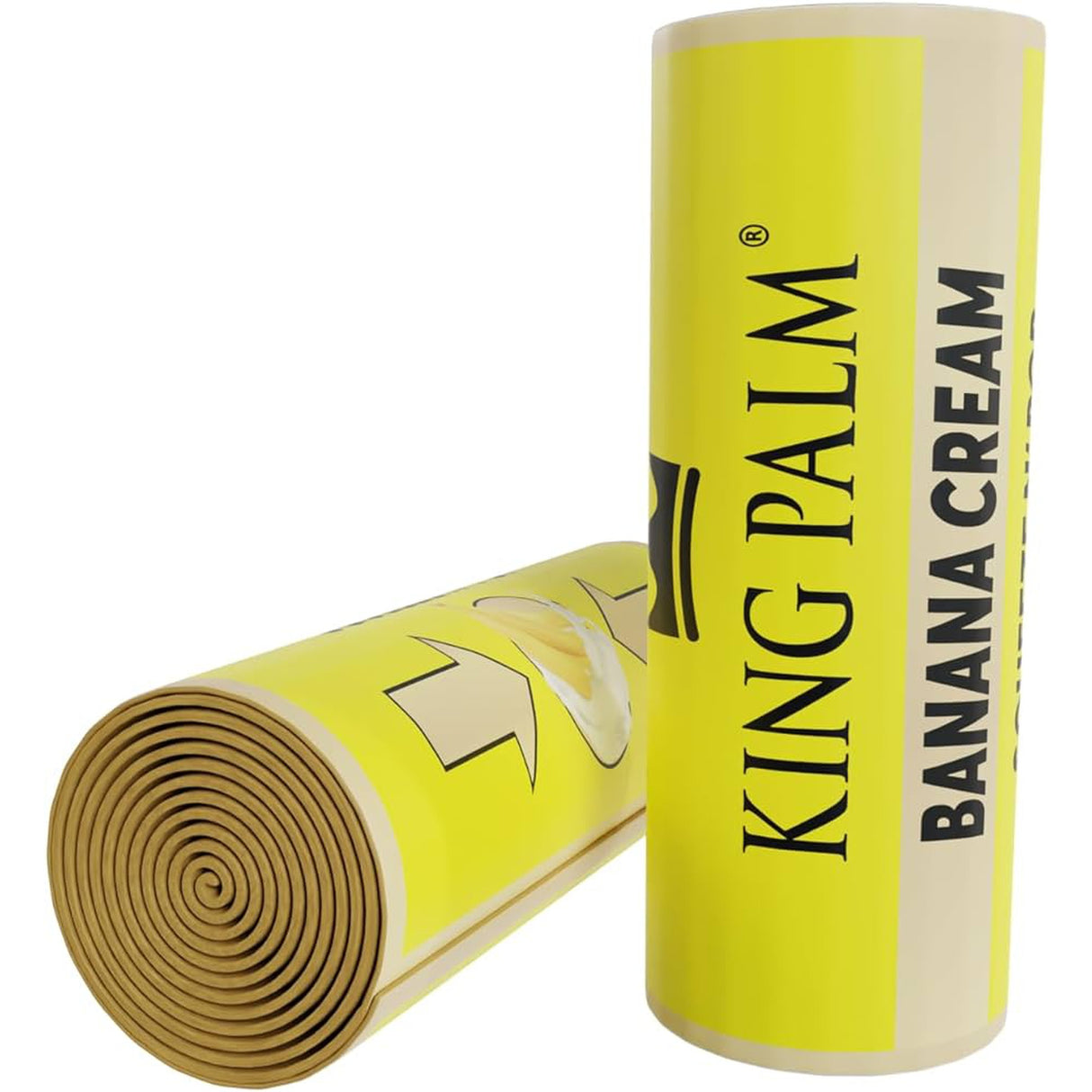 Flavoured Filter Tips Display Box - 2 pack (Carton of 50) featuring yellow tubes labeled banana cream, highlighting King Palm's popular flavored smoking accessories.