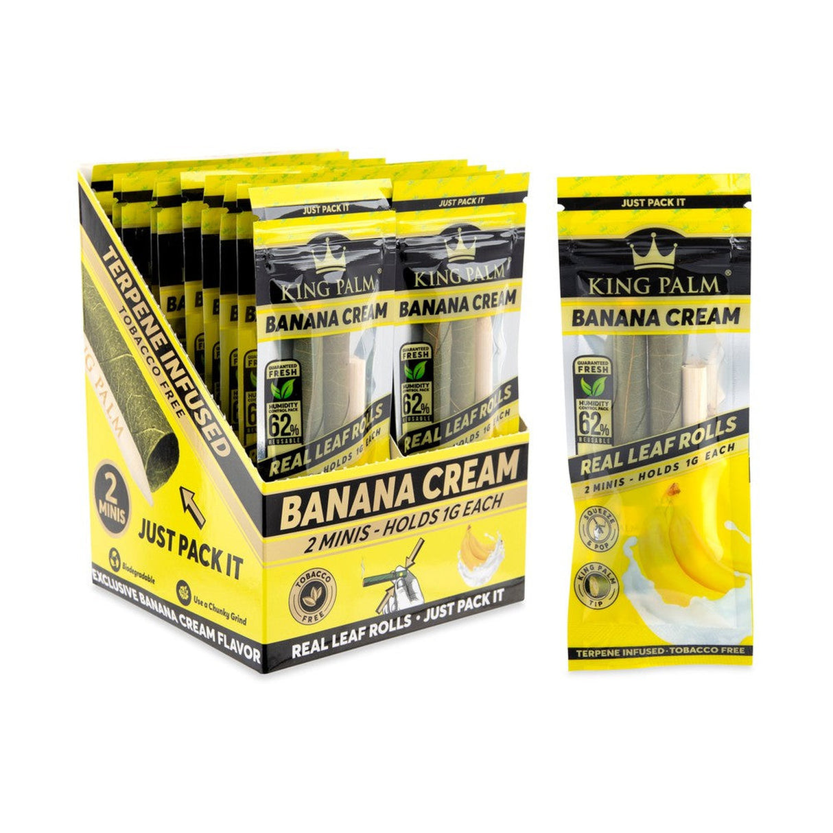 Mini Pre-Rolled Cones - 2 pack - 20 units - Banana Cream Flavoured, featuring terpene-infused filter capsules. Ideal for flavorful, hassle-free smoking.
