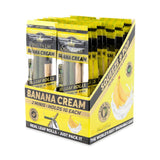 Mini Pre-Rolled Cones - 2 pack, 20 units, Banana Cream Flavoured, displayed in a box with a banana cream theme, emphasizing convenience and flavor.