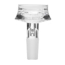 Cauldron Flower Bowl - 10mm: A clear glass attachment with a flared top and frosted male-joint stem, designed for high durability and universal 10mm joint compatibility.