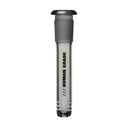 Glass tube with grey silicone sleeve, six diffusion slits, stamped HUMAN GRADE. Designed as a 14mm downstem for water pipes, ensuring even smoke diffusion.