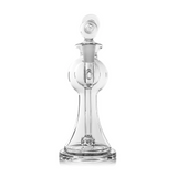 Apollo Mini Dab Rig - Clear: Compact glass water pipe with a flared base, spherical chamber, bent mouthpiece, and integrated percolator for smooth dabbing.