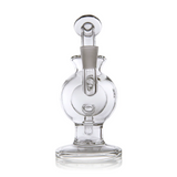 Atlas Mini Dab Rig - Clear features a compact glass design with a recycler chamber, double ball splash guard, and honeycomb percolator for smooth vapor filtration.