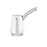 Bulb Bubbler: Compact clear glass pipe with integrated down-stem and angled mouthpiece for smooth, water-filtered pulls; crafted from durable borosilicate glass.