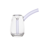 Bulb Mini Bubbler: A compact, clear glass water-pipe with a rounded chamber, internal down-stem/percolator, and angled mouthpiece, crafted for smooth filtration.