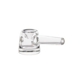 Deco Hand Pipe featuring a quartz banger. Crafted from borosilicate glass, its Art Deco-inspired geometric design offers elegance and reliable functionality for cannabis concentrate vaporization.