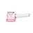 Deco Hand Pipe: A small pink-tinted glass banger, crafted in Art Deco style, featuring a geometric bowl and stem design, perfect for vaporizing concentrates.