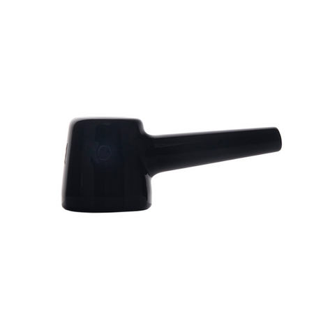 Deco Hand Pipe: Sleek black smoking pipe with a small left bowl and straight stem, showcasing Art Deco-inspired geometry and elegant craftsmanship. Made from durable borosilicate glass.