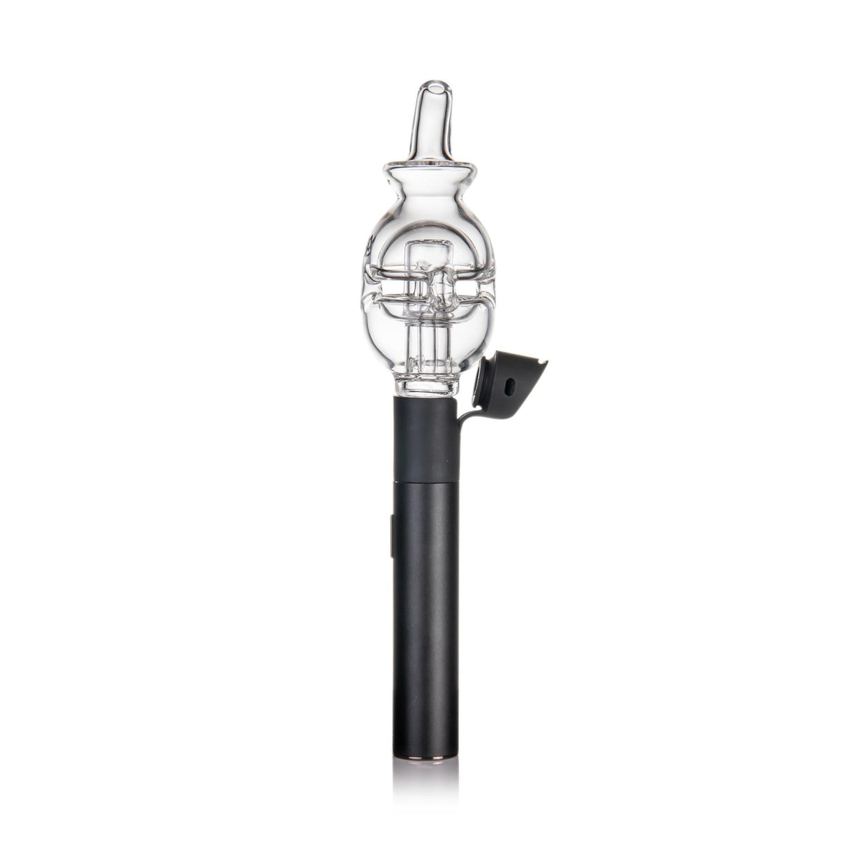 Fab Egg Pivot Top - Clear: Handheld e-rig attachment with a clear glass water chamber, featuring fab-egg percolation for enhanced vaporization and smooth, flavorful sessions.