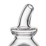 Fab Egg Pivot Top - Clear: Close-up of a smooth, bent glass tube with an air-passage hole and a rounded base, designed for superior percolation in Pivot E-Rig.