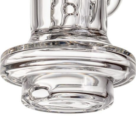 Close-up of the Fabcycler Focus V Carta Top - Clear, showcasing its rounded base and circular tube opening, highlighting its smooth diffusion and recycler design.