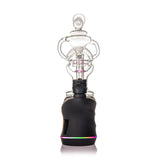 Fabcycler Focus V Carta Top - Clear: A sleek matte-black vaporizer with LED base and clear glass attachment featuring fab egg recycler for smooth, flavorful vapor.