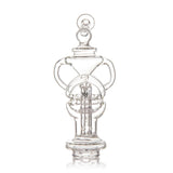 Fabcycler Focus V Carta Top - Clear: Multi-chambered glass rig with recycler design, loop handles, and funnel section for enhanced filtration and smooth vapor experience.