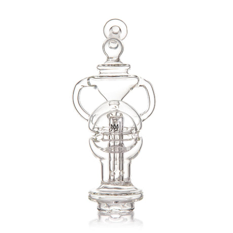 Fabcycler Focus V Carta Top - Clear: Multi-chambered glass rig with recycler design, loop handles, and funnel section for enhanced filtration and smooth vapor experience.