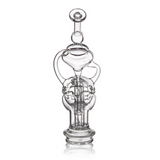 Fabcycler Peak Attachment: Handcrafted borosilicate glass water pipe with recycler arms, fab egg diffusion, and flared mouthpiece, enhancing Puffco Peak performance with smooth, cooler hits.