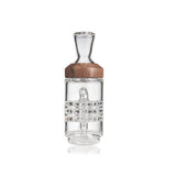 Halo Peak Attachment - Alpine Collection: Glass-on-glass dab rig with walnut accent, featuring a slender mouthpiece and integrated percolator for smooth, flavorful vapor.
