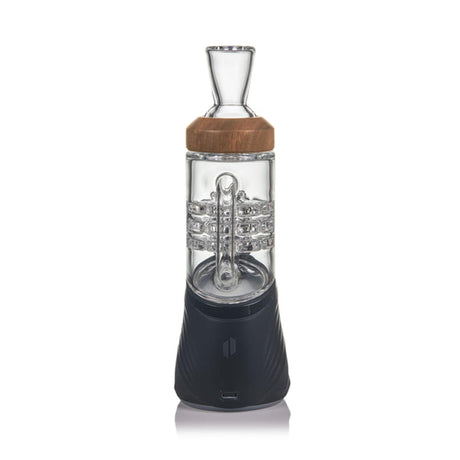 Halo Peak Attachment - Alpine Collection: Portable e-rig with glass percolator, black walnut trim, silicone base, USB-C port, designed for smooth, flavorful vaporizing of concentrates.