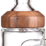 Halo Peak Attachment - Alpine Collection: Close-up of a glass vessel with a wood collar and side handle, showcasing elegant design and premium craftsmanship.