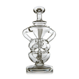 Infinity Mini Dab Rig - Clear: Transparent, multi-chambered glass water pipe with fab egg percolation and double uptake recycler for smooth, flavorful hits. Compact and expertly crafted.