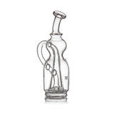 Lasso Peak Attachment: A handblown glass mini bong with a curved mouthpiece, internal percolator, and elegant recycler design for smooth, flavorful hits.