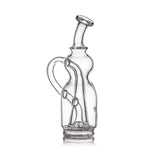 Lasso Peak Attachment: Handblown borosilicate glass dab rig with elegant recycling pathways, flared mouthpiece, enhancing vapor cooling and flavor for Peak and Peak Pro.