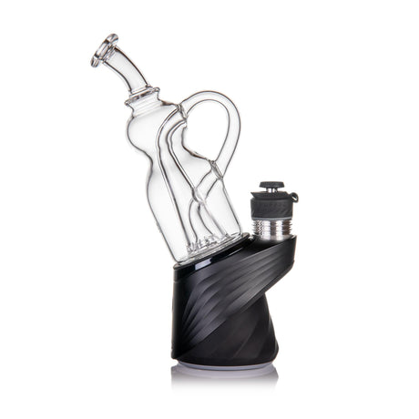 Lasso Peak Attachment: Glass water-filtration piece on black base, featuring handblown recycler design for smooth vapor. Compatible with Peak and Peak Pro.