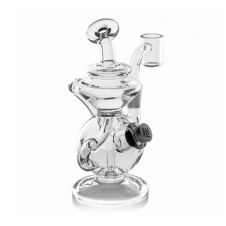 Mini Jig Mini Dab Rig - Clear: A compact glass rig with a quartz banger, carb cap, and recycling tubes for smooth vapor. Ideal for dabbing enthusiasts.
