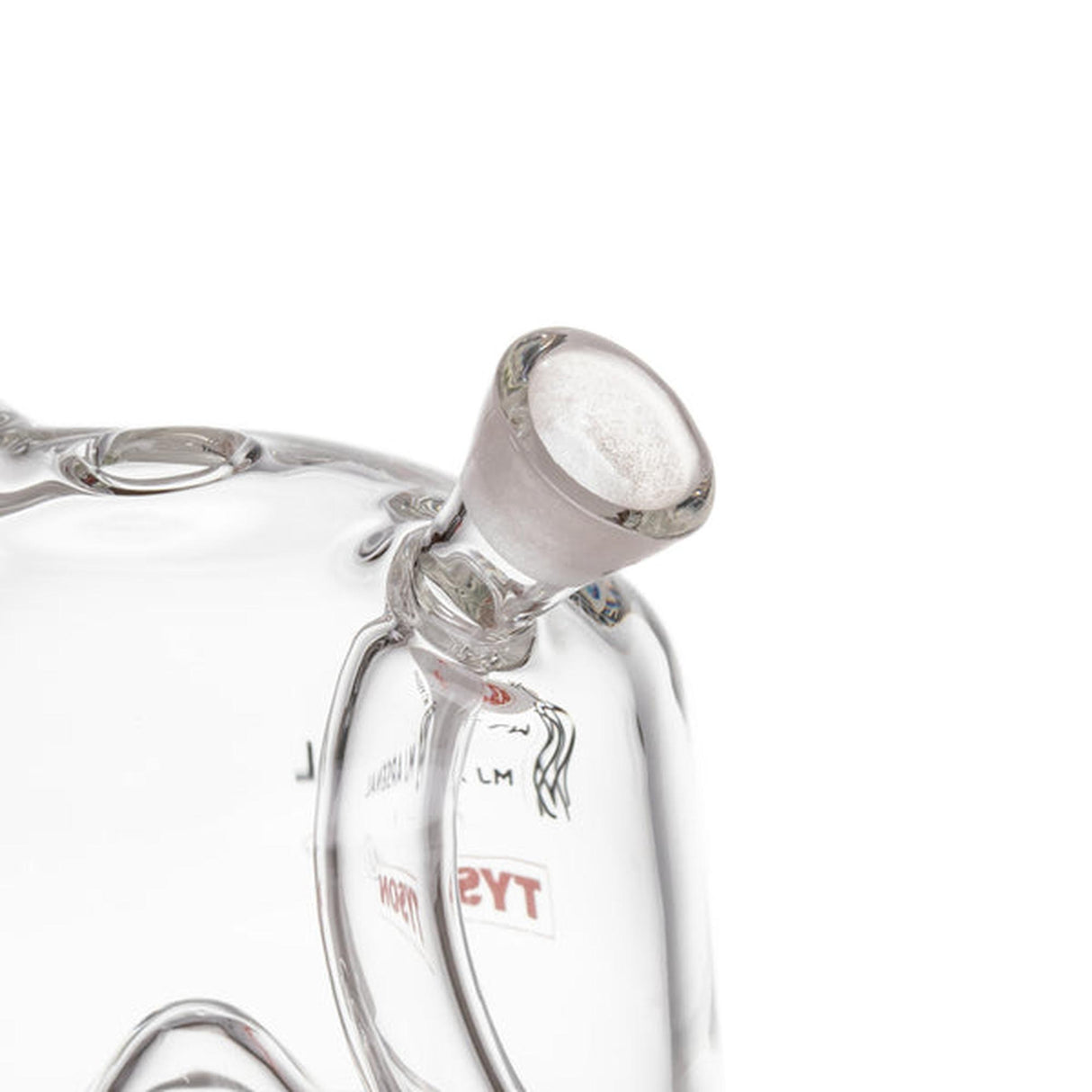 Close-up of MJA x Tyson 2.0 Punch-Out Bubbler, a compact, hand-blown glass bubbler featuring a frosted stopper and side-arm, designed for smooth, powerful hits.