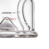 MJA x Tyson 2.0 Punch-Out Bubbler close-up showing thick base, slitted percolator tube, and main chamber with reverse-printed logos, highlighting its compact, powerful design.