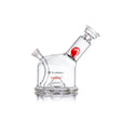 MJA x Tyson 2.0 Punch-Out Bubbler: Compact glass piece with bent mouthpiece, red percolator, and side bowl joint, designed for smooth, powerful hits.