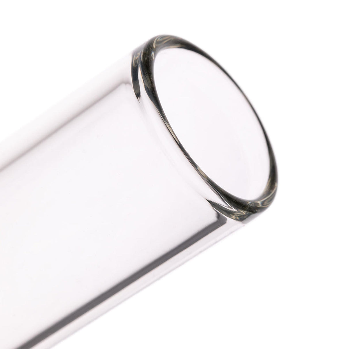 Palisade Bong - Alpine Collection: Close-up of a cylindrical glass vessel, showcasing smooth rim and side wall, highlighting premium craftsmanship with borosilicate glass and walnut accents.