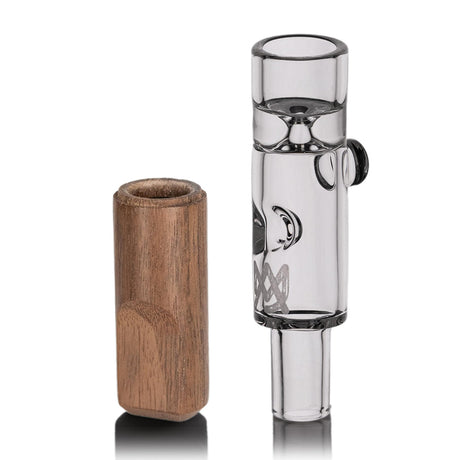 Ridge Chillum - Alpine Collection: Wooden dugout with glass one-hitter, showcasing ergonomic design and premium craftsmanship with black walnut accents and borosilicate glass.