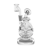 Royale Mini Dab Rig - Clear: Compact glass dab rig with egg-shaped chamber, quartz banger, and stable base for smooth, flavorful vaporization.