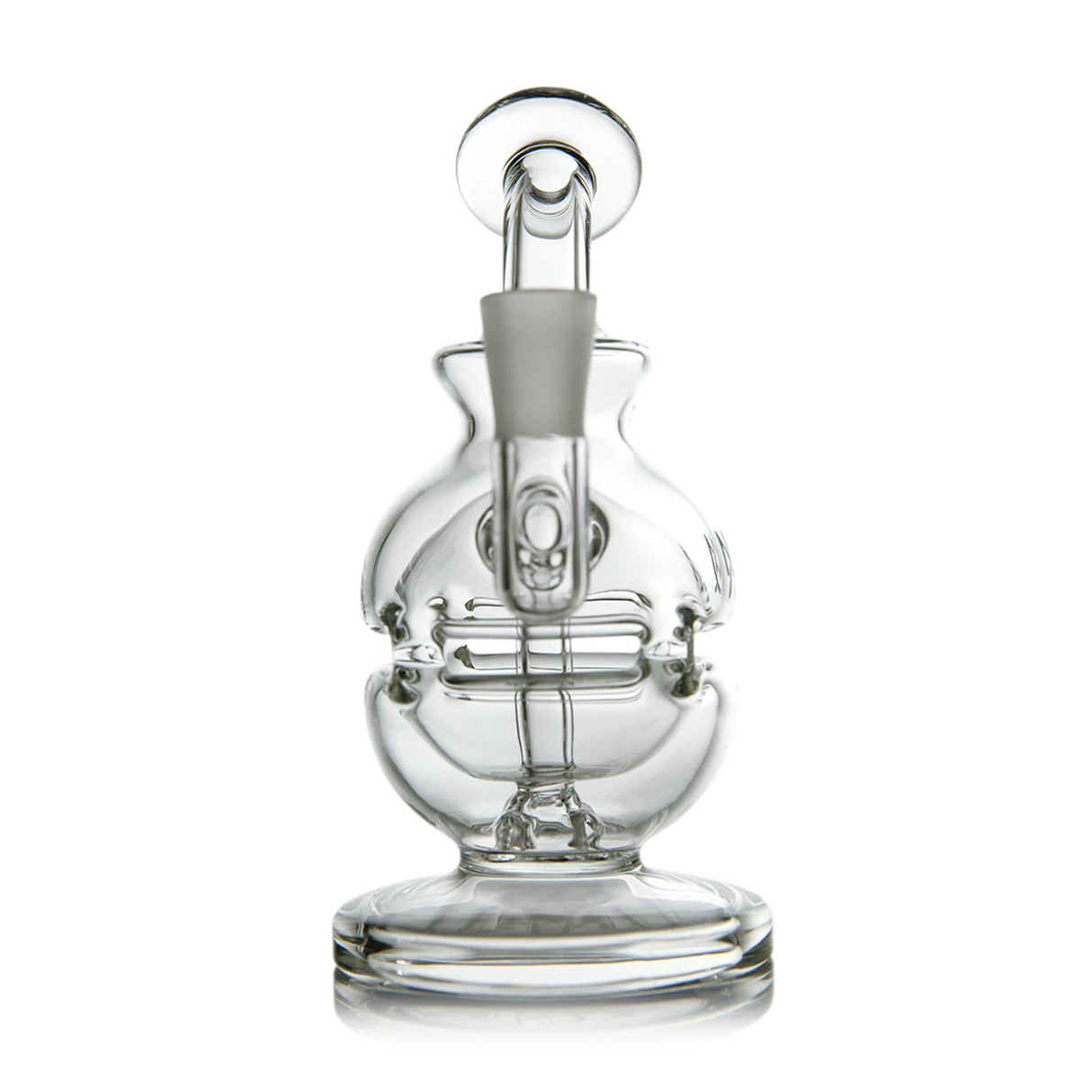 Royale Mini Dab Rig - Clear: Compact glass rig with egg-shaped chamber, built-in diffusers, stable base, and 10mm joint for smooth, flavorful vapor hits.