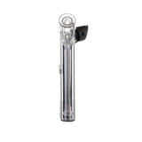 Sidecar Pivot Top - Clear: A straight-tube glass bubbler with a black slide, featuring an ergonomic sidecar design for splash-free, smooth hits.