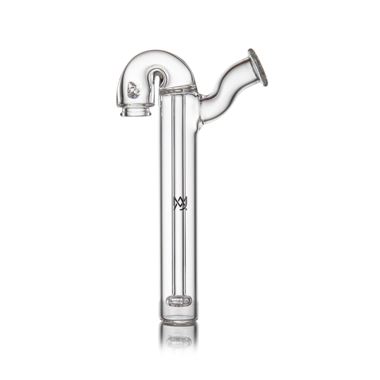 Sidecar Pivot Top - Clear: A handcrafted borosilicate glass attachment featuring an angled mouthpiece and water chamber, enhancing airflow and performance for the Pivot E-Rig.
