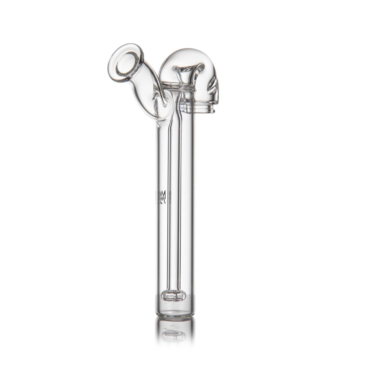 Sidecar Pivot Top - Clear: A sleek, borosilicate glass bubbler with an ergonomic sidecar mouthpiece, 90° joint, and internal percolator for smooth, splash-free use.