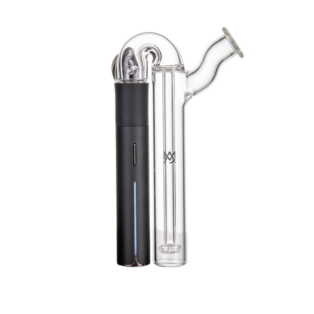 Sidecar Pivot Top - Clear: A sleek borosilicate glass water chamber with ergonomic sidecar mouthpiece, designed for the Pivot E-Rig, ensuring smooth, splash-free hits.
