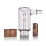 Steamboat Bubbler - Alpine Collection: Borosilicate glass chamber, wooden sleeve, and mouthpiece showcase elegant craftsmanship and functionality, perfect for sophisticated smoking experiences.