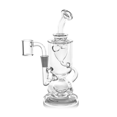 Titan Mini Dab Rig - Clear glass design with multiple chambers, quartz banger, and incycler technology for enhanced filtration and smooth, flavorful vapor. Compact and durable.