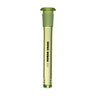 Color Downstem - 14MM - 5: Green-tinted glass tube with diffusion slits, designed for airtight fit in 14mm female joints, enhancing smoke diffusion in water pipes.