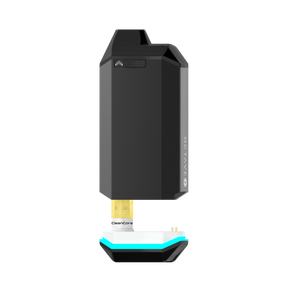 FLYTBOX 510 Battery render shows a sleek, modular vape device with an OCTAVE-branded top, CleanCore filter, and LED-lit docking base.