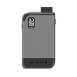 MagBox 510 Battery - Silver: Pocket-sized, two-tone device with digital display, knurled dial, and brand name MYSTER for discreet, magnetic vaping.