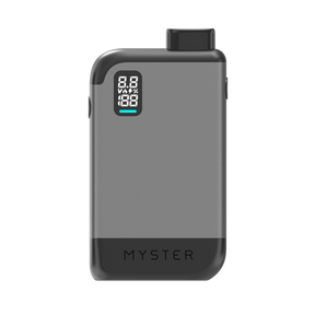 MagBox 510 Battery - Silver: Pocket-sized, two-tone device with digital display, knurled dial, and brand name MYSTER for discreet, magnetic vaping.